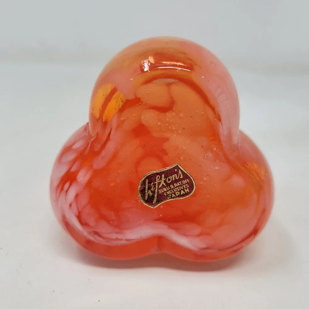 Vintage Lefton Orange Red Swirl Art Glass Bud Vase 10.75